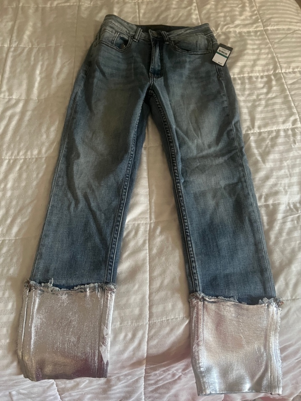 RACHEL Rachel Roy Straight Leg Jeans with Silver Cuff